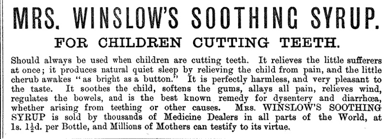 Mrs. Winslow's Soothing Syrup advertisement 1887