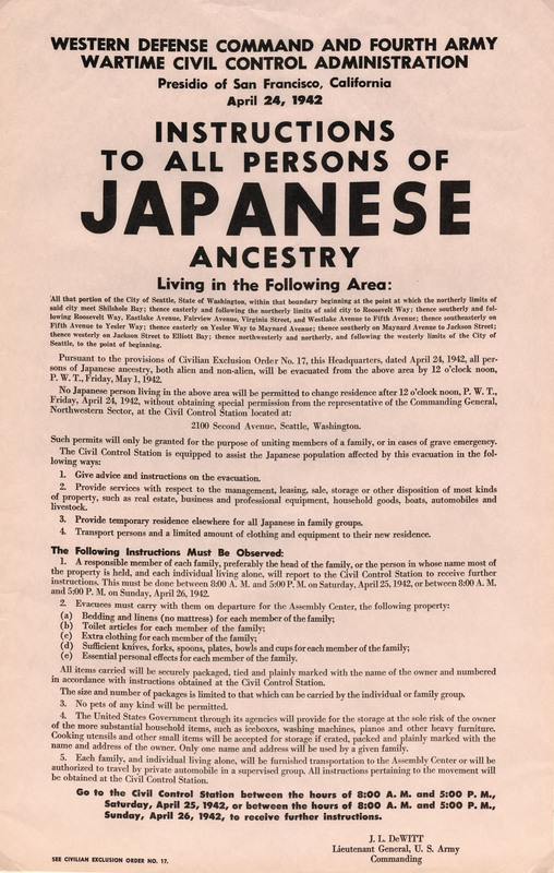 Instructions to all persons of Japanese ancestry