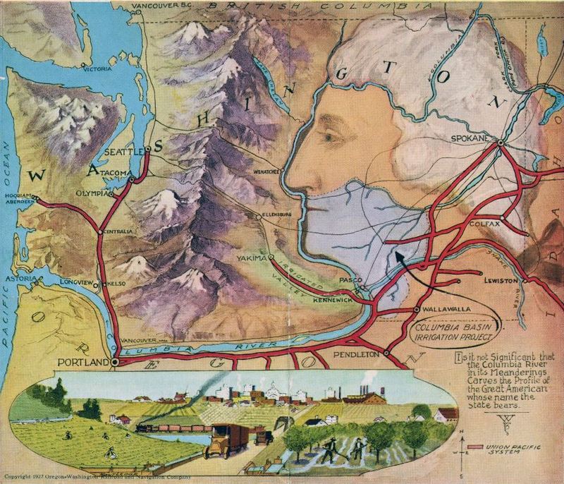 Map of Gravity Plan with the face of George Washington