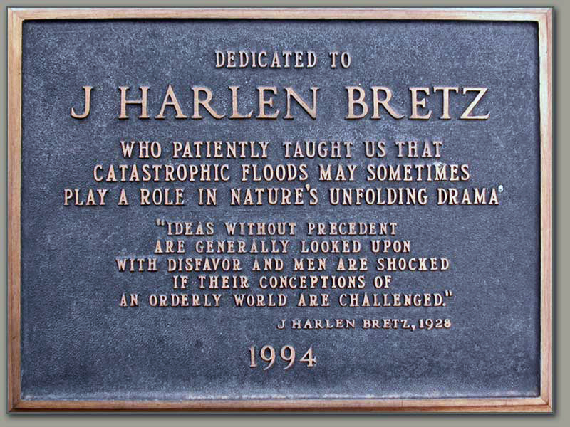 Plaque dedicated to J. Harlen Bretz