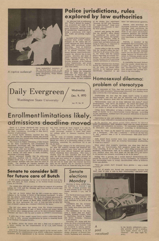 Evergreen, 1970-12-09 pg 1 