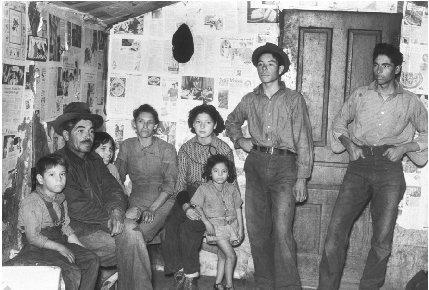 Mexican migrant sugar beet workers, one room house in 1920s