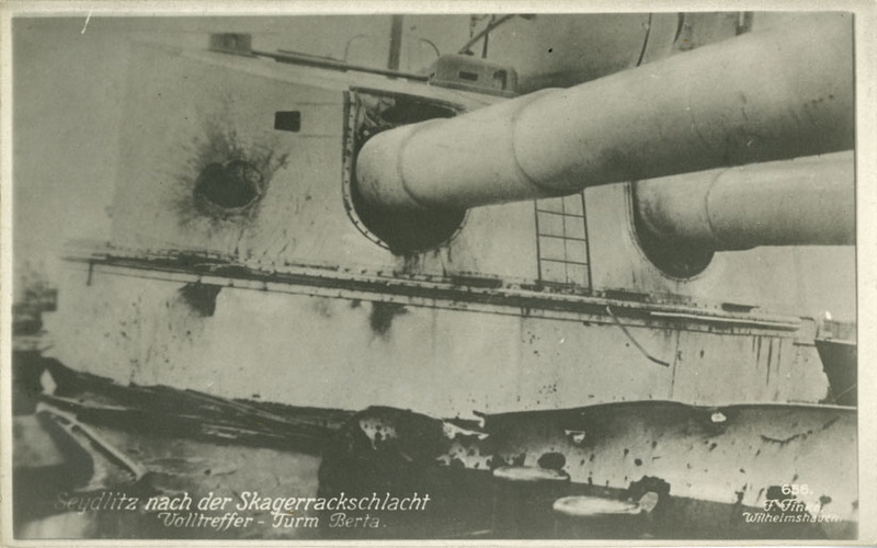 Battlecruiser Seydlitz damaged turret postcard