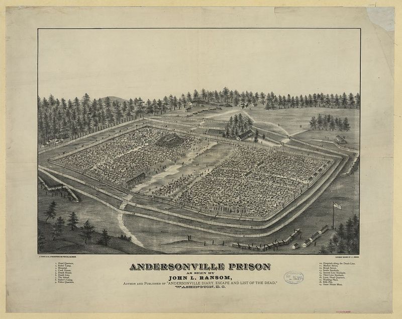 Andersonville Prison as seen by John L. Ransom, author and publisher of "Andersonville diary, escape and list of the dead," Washington, D.C. / A. Sachse & Co. Lithographers & Printers, Baltimore. 