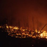 Fire in Rogers Field stands