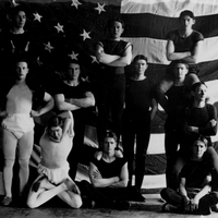 Gymnasts in Front of an American Flag